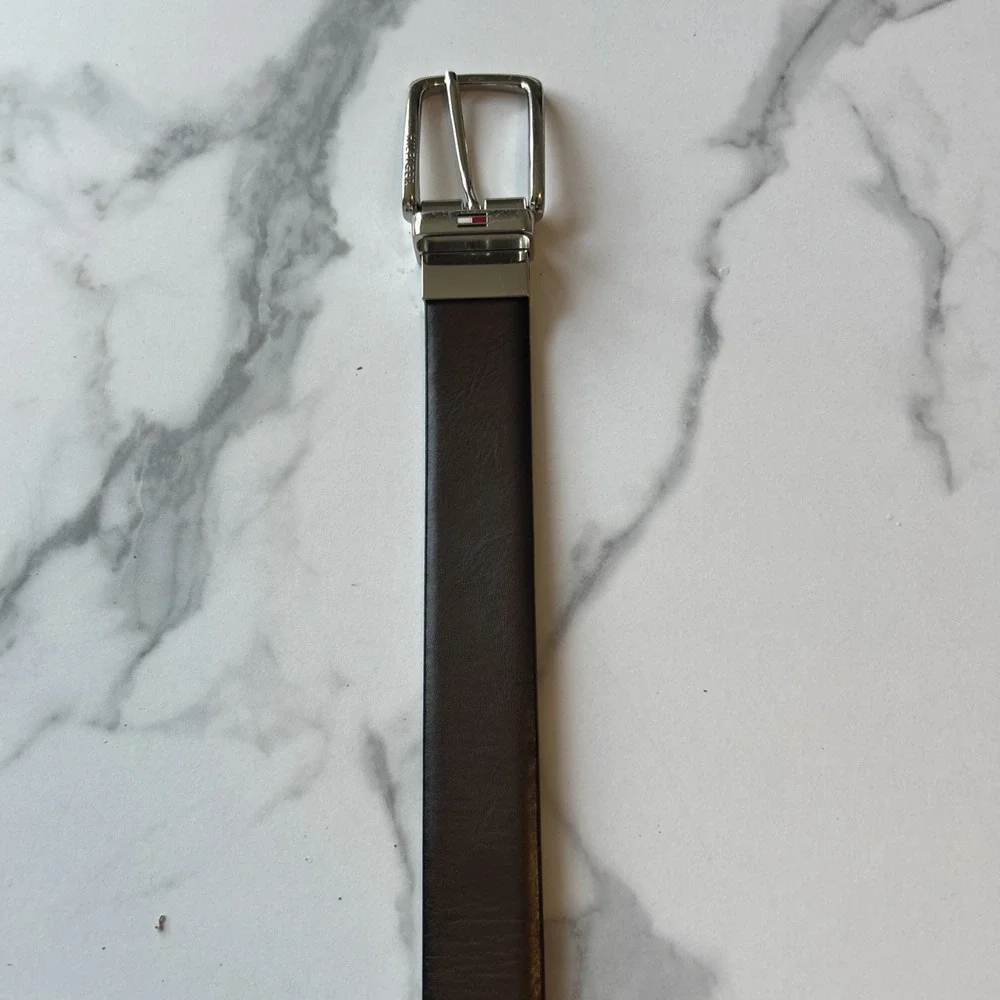 Mens Tommy Hilfiger Jeans Synthetic Leather Belt‎ Brown/Black Size S (30-32)